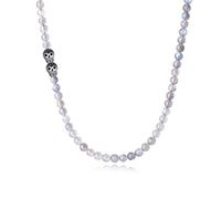 GAVU Collana Teschio da Uomo con Perline di Cristallo di Labradorite Naturale 60cm