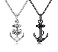 GAVU Coppia di Collane di Acciaio Inossidabile con Ciondolo Ancora Collane di Coppia per Innamorati