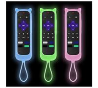 Gavyqier Confezione da 3 cover per telecomando Roku con orecchie di gatto in silicone universale custodia protettiva per Hisense Roku Onn Roku TV Roku Express 4K+Streaming Stick 4K 2021 Cover con