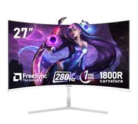 Gawfolk 27 pollici 280Hz curvo monitor per computer da gioco, 1800R，FHD 1080P, 98% sRGB, 1ms，FreeSync，178 ° grandangolo,HDMI、DisplayPort，Compatibile con il montaggio a parete 100 * 100mm - bianco