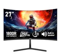Gawfolk Schermo del computer del PC da 27 pollici, monitor curvi di gioco 250Hz 1800R