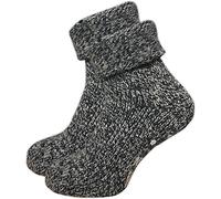 GAWILO - 1 paio di calze da donna con stopper in ABS, senza cuciture predominanti, interno in morbida spugna, ideali per piedi freddi antracite mélange 39-42