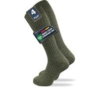 GAWILO 4 paia di calze al ginocchio da uomo | Calze da caccia con suola spessa in spugna, Verde con codolo a cost, 47-50