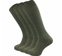 GAWILO 4 paia di calze al ginocchio da uomo | Calze da caccia con suola spessa in spugna, Verde con codolo a cost, 43-46
