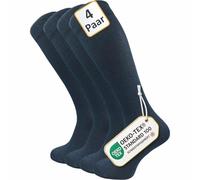 GAWILO Calze a compressione da uomo e da donna (4 paia) | Calze di sostegno | Calze da viaggio e volo in cotone traspirante, Blu, 39-42