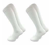 GAWILO Calze da uomo retrò al ginocchio (2 paia), 78% cotone, calze lunghe al ginocchio, look sportivo con fascia confortevole, senza scivolare, bianco, 47-50