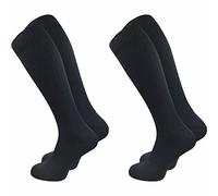 GAWILO Calze da uomo retrò al ginocchio (2 paia), 78% cotone, calze lunghe al ginocchio, look sportivo con fascia confortevole, senza scivolare, Nero , 47-50