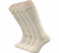 GAWILO calzini al ginocchio caldi per donna e uomo (4 paia) | calzini lunghi con elastico comodo | ideali anche come calzini da equitazione con suola imbottita, beige., 39-42