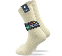 GAWILO Calzini da donna e da uomo in 100% puro cotone (6 paia) | calze spesse con elastico confortevole | rinforzati e traspiranti, naturale, 39-42