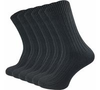 GAWILO Calzini da donna e da uomo in 100% puro cotone (6 paia) | calze spesse con elastico confortevole | senza cuciture pressanti sulle dita dei piedi | rinforzati e traspiranti, Nero , 43-46