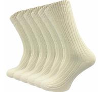 GAWILO Calzini da donna e da uomo in 100% puro cotone (6 paia) | calze spesse con elastico confortevole | senza cuciture pressanti sulle dita dei piedi | rinforzati e traspiranti, naturale, 43-46