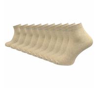 GAWILO Calzini da donna Quarter in 100% puro cotone (6 paia | 10 paia) | Piedini senza cuciture pressanti sulle dita dei piedi, Beige | 10 paia, 35-38