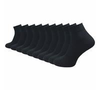 GAWILO Calzini da donna Quarter in 100% puro cotone (6 paia | 10 paia) | Piedini senza cuciture pressanti sulle dita dei piedi, Nero | 10 paia, 35-38