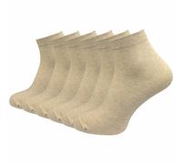 GAWILO Calzini da donna Quarter in 100% puro cotone (6 paia | 10 paia) | Piedini senza cuciture pressanti sulle dita dei piedi, Beige | 6 paia, 39-42
