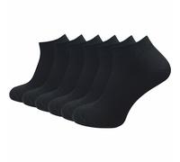 GAWILO Calzini da ginnastica da donna in 100% puro cotone (6 paia | 10 paia) | piedi corti senza cuciture pressanti sulle dita dei piedi, Nero | 6 paia, 35-38