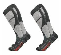 GAWILO Calzini da sci da uomo con imbottitura speciale | 2 paia | adatti per snowboard, trekking o come calzino termico, grigio, 35-38