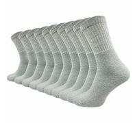 GAWILO Calzini da tennis da uomo e da donna (10 paia) | Calzini da lavoro con base in spugna rinforzata | Tallone e pizzo rinforzati | Calzini sportivi con elastico confortevole, grigio chiaro, 47-50