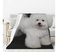 gawuoab Bichon Frise Bianco Cani Animali Domestici Cani Bichon Frise, Coperta di flanella 80"x60" Super morbida spessa accogliente comoda divano