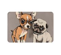 gawuoab Chihuahua Bulldog Carino Carlino Cane Animale Domestico Amici Cucciolo Beige, 24"x16" Zerbino Antiscivolo Lavabile per Interni Tappetino per Porta d'Ingresso, Tappetino da Bagno