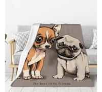 gawuoab Chihuahua Bulldog Carlino Carino Cane Animale Domestico Amici Cucciolo Beige, 80"x60" Coperta di flanella Super Morbida Spessa Accogliente Comoda Divano