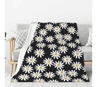 gawuoab Coperta di flanella con margherite, fiori, fiori, bianco e nero, semplice, 80"x60" super morbida, spessa, accogliente e comoda per il divano.