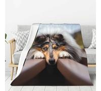 gawuoab Coperta di flanella con motivo a Rough Collie, Bokeh, per cani e animali domestici, 80"x60" super morbida, spessa, comoda e accogliente per il divano.