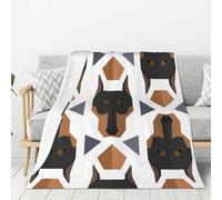 gawuoab Coperta di flanella con motivo poligonale a forma di testa di doberman, 80"x60" super morbida, spessa e comoda per il divano.