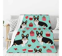 gawuoab Coperta di flanella super morbida, spessa e accogliente, con motivo a cani Corgi tricolore, 80"x60"