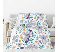 gawuoab Coperta di flanella super morbida, spessa e accogliente, con simpatici orsi koala e fiori, 80"x60"
