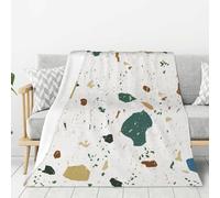 gawuoab Coperta in flanella con motivi senza cuciture in terrazzo, classico marmo italiano, 80"x60" super morbida, spessa, comoda e accogliente per il divano.