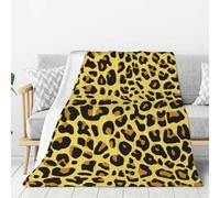 gawuoab Coperta in flanella, motivo leopardo giallo ghepardo, 80"x60" super morbida, spessa e comoda per divano