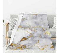 gawuoab Coperta in flanella, super morbida, spessa e accogliente, effetto marmo oro italiano, 80"x60"