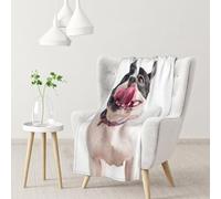 gawuoab Coperta morbida e accogliente in flanella per divano, motivo: Bulldog francese, cane curioso e felice