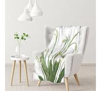 gawuoab Coperte morbide e accoglienti in flanella con pittura ad acquerello botanica e fiore di bucaneve bianco per divano