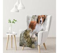 gawuoab Coperte morbide e accoglienti in flanella per divano, con cani nel fiume, marroni e bianchi.