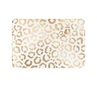gawuoab Elegante zerbino per ingresso, lavabile, antiscivolo, con motivo leopardo bianco e oro e ghepardo, 24"x16", tappetino per ingresso, tappetino per bagno