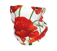 gawuoab Scaldacollo invernale in pile con fiori di papavero rosso, copricollo, sciarpa antivento per il freddo