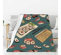 gawuoab Sushi e panini colorati, coperta in flanella super morbida, spessa e comoda, per divano.