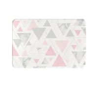 gawuoab Tappetino per ingresso, tappetino per bagno, antiscivolo, lavabile, per interni, con triangolo geometrico in marmo, grigio rosa e argento, 24"x16"