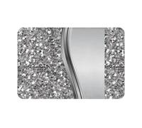 gawuoab Tappetino per porta d'ingresso, tappetino per bagno, antiscivolo, lavabile, 24"x16" in finto glitter argento