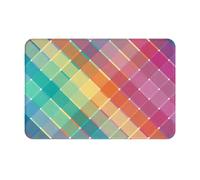 gawuoab Tappetino per porta d'ingresso, zerbino per interni lavabile antiscivolo, tappetino per porta d'ingresso, tappetino per bagno, arcobaleno colorato, strisce multicolori