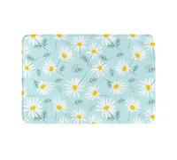 gawuoab Tappeto da ingresso per interni, antiscivolo, lavabile, con delicata margherita floreale blu e bianca, 24"x16", tappetino da bagno