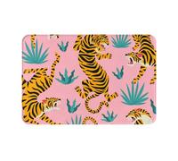 gawuoab Tigri che ballano su una tigre asiatica rosa, oro, arancione e nero, zerbino antiscivolo lavabile per interni, 24"x16", tappetino per porta d'ingresso, tappeti da bagno