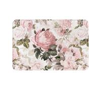 gawuoab Zerbino da ingresso per interni, antiscivolo, lavabile, in stile shabby chic vintage, con rose rosa seppia, 24"x16", tappetino da bagno