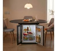 GAWYOEX Tavolo da pranzo allungabile, rotondo, 100-140 cm, rotondo e ovale, con spazio per 4-8 persone, tavolo da cucina con piastre rimovibili, tavolo per un piccolo frigorifero, imitazione marmo