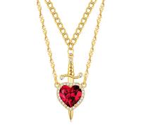 GAXAYA Collane con ciondolo a forma di spada e cuore per le donne, collane dell'amicizia abbinate per la migliore amica, gioielli di San Valentino, Middle, Ottone, Nessuna pietra preziosa