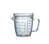 Gaxcent Tazza di Misura 250/500Ml Resistente al Calore con Coperchio Scala Tazza di Vetro Tazza di Acqua Tazza A Microonde Sicuro,250ml