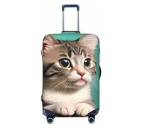Gaxfjru A Curious Cat Print Travel Luggage Cover Protector Valigia, lavabile, antigraffio, Nero , M