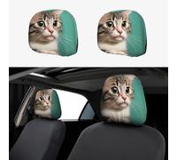 GaxfjRu A Curious Cat - Set di 2 copri poggiatesta per auto, antiscivolo, in tessuto elastico, accessori per tutte le stagioni