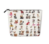 GaxfjRu AkeUp - Trousse da viaggio con carlino e chihuahua, con cerniera, organizer per trucchi da donna, colore nero, taglia unica, Nero , Taglia unica